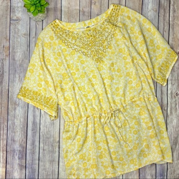 One September Yellow Euphemia Peasant Tunic Top XS - Picture 1 of 10